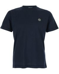 Stone Island - T-Shirt With Logo Patch On The Front - Lyst