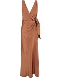 Pinko - Long Wrap Dress With V Neckline - Lyst