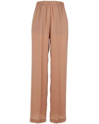 Semicouture - Silk Blend Pants With Elastic Waist And Front Pleats - Lyst