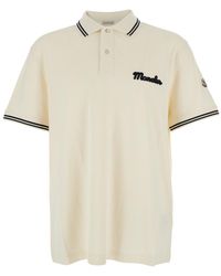 Moncler - Polo Con Ricamo Logo Lettering Sul Fronte E Patch Logo Sulla M - Lyst