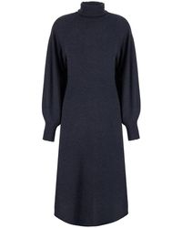 Pinko - 'Nantes' Dress With Ribbed High Collar And Elasticated Cuff - Lyst