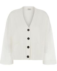 Brunello Cucinelli - Cardigan With V-Neck And Ribbed Knit - Lyst
