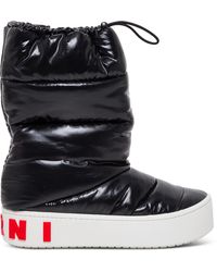 Marni Padded Nylon Boots With Logo - Black