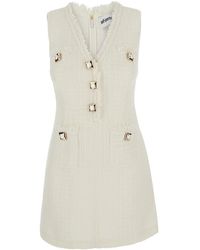 Self-Portrait - Sleeveless Mini Dress With V-Neck And Jewel Button - Lyst