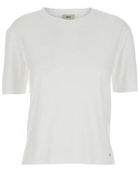 Herno - Crewneck T-Shirt With Logo Plaque On The Front - Lyst