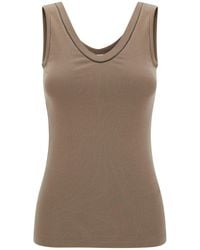 Brunello Cucinelli - Rib Tank Top With Monile Detail - Lyst