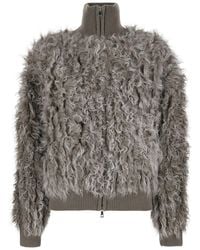 P.A.R.O.S.H. - Giubbotto Bomber Con Collo Alto E Pelliccia Applicata In - Lyst