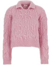 Celine - Sweater With Classic Collar And Triomphe Logo Embroidered - Lyst