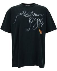 Palm Angels - Crewneck T-Shirt With Foggy Logo Print - Lyst