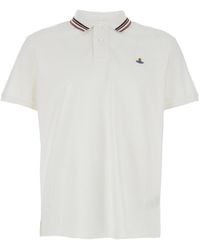 Vivienne Westwood - Polo Shirt With Classic Striped Collar And Orb Embroidery On The Front - Lyst