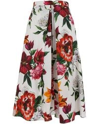 Dolce & Gabbana - Gonna Midi Con Stampa A Fiori-Donna - Lyst