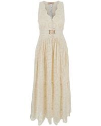 Twinset - Abito Lungo Con Scollo A V E Cintura - Lyst