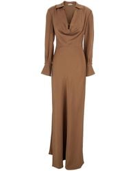 Jonathan Simkhai - Long Dress 'Adelle' With Draped Neckline And Wide Cuffs Tech F - Lyst