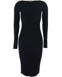 Twinset - Long Dress With Boat Neck And Ribbed Design - Lyst