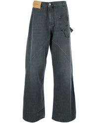 JW Anderson - Jeans Con Patch Logo Sul Fronte E Logo Ricamato Sulla Tasc - Lyst