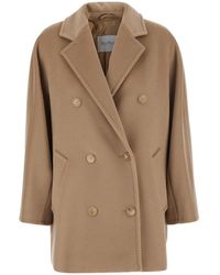 Max Mara - 'Rebus' Short Double-Breasted Coat With Notched Revers - Lyst