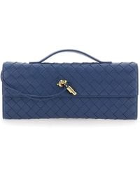 Bottega Veneta - 'Andiamo' Clutch With Handle And Intreccio Motif - Lyst