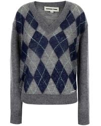 ShuShu/Tong - V-Neck Diamond Quilted Knit Top With A V-Neck And Long Sle - Lyst