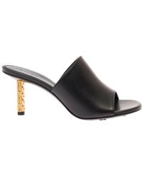 Givenchy - Black Mule With Gold G Cube-shaped Heel And Branded Outer Sole In Leather - Lyst