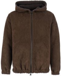 VALENTINI 1972 - Shearling With High Collar And Leather Front Clos - Lyst