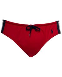 Polo Ralph Lauren Red And Blue Stretch Fabric Swim Briefs With Logo