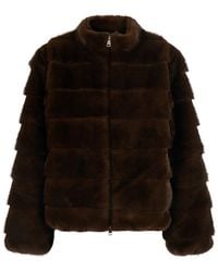 Le Plain - Zipped Eco Fur Short With High Collar And Pockets - Lyst