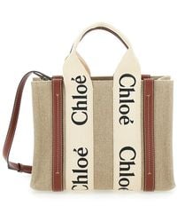 Chloé - Chloã 'Woody' Tote Bag With Branded Ribbons - Lyst