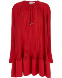 Lanvin - Short Dress With Pleated Effect - Lyst