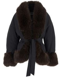 ANDAMANE - Brina Jacket With Synthetic Fur Details And Tech Fabric - Lyst