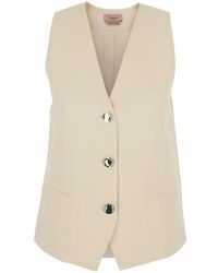 Twinset - V-Neck Vest With Front Button Closure For - Lyst