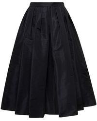 Alexander McQueen - Gathered Midi Skirt In Polyfaille Woman - Lyst