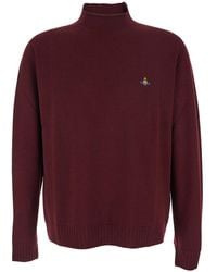 Vivienne Westwood - Bordeaux Turtleneck Sweater With Orb Logo Embroidered On The Front - Lyst