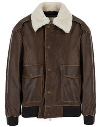 DUNST - Detachable A-2 Leather Blouson With Collar And Long Sleeves - Lyst