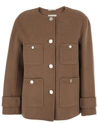 Max Mara - 'Alba' Jacket With Round Neck And Patch Pockets On Th - Lyst
