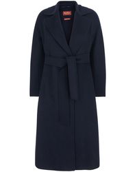 Max Mara - 'Cles' Coat With Notched Collar And Adjustable Bel - Lyst
