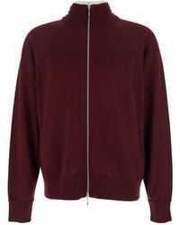 Jil Sander - Bordeaux Cardigan With High Neck And Front Zip Closure - Lyst