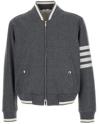 Thom Browne - Bomber Jacket With Signature 4Bar Stripe - Lyst