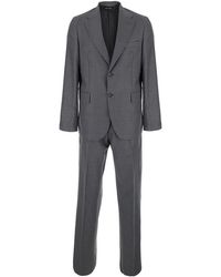 E PO CA - Single-Breasted Jacket And Pants Suit With Piping And Pleats I - Lyst