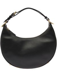 Fendi - Woman's Hobo Graphy Leather Handbag With Metal Logo - Lyst