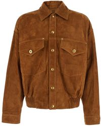 Versace - Suede Jacket Lambskin Coat - Lyst