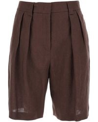 Le Plain - Linen Front Pleated Shorts For - Lyst