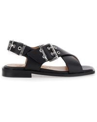 Ganni - Sandals With Criss Cross Straps - Lyst
