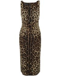 Dolce & Gabbana - Midi Dress Silk Stretch - Lyst