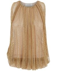 Sportmax - Top With Mesh Design And All-Over Rhinestone Application - Lyst