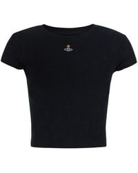 Vivienne Westwood - T-Shirt With Embroidered Logo Viscose Top - Lyst
