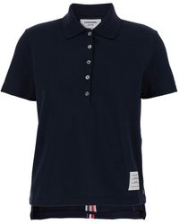 Thom Browne - Relaxed Fit Short Sleeve Polo W/ Center Back Rwb Stripe In - Lyst