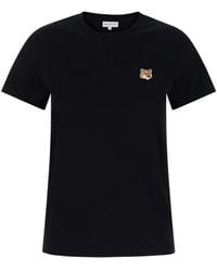 Maison Kitsuné - T-Shirt Girocollo Con Patch Fox Head - Lyst
