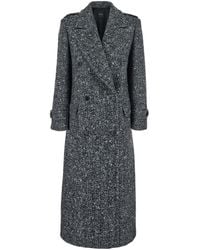 Plain - Double-Breasted Coat With Wide Notched Revers - Lyst