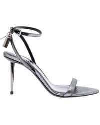 Tom Ford - Metallic Sandals With High Stiletto Heel And Padlock Detail On The Ankle - Lyst
