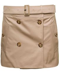 Burberry - 'Brielle' Mini Skirt With Belt And Button Fastening In - Lyst